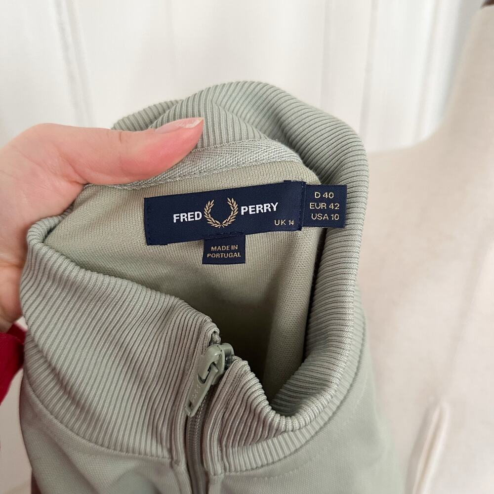 Fred Perry Green & White Track Jacket View 5